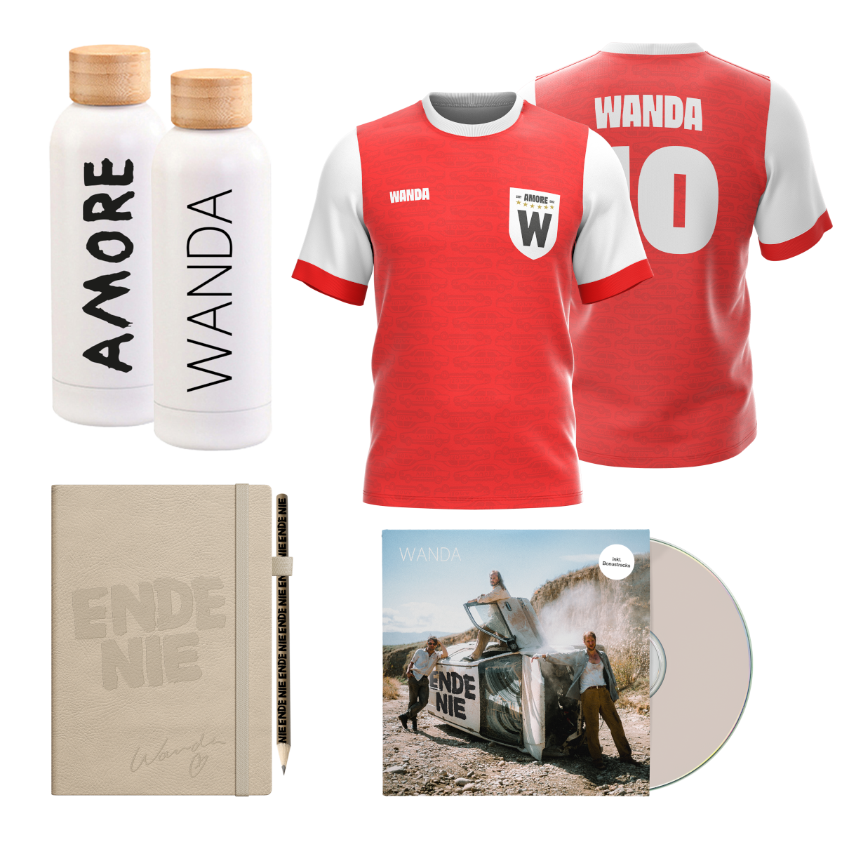 Wanda Ende nie Deluxe CD + Trikot + Trinkflasche + Notizbuch 356683