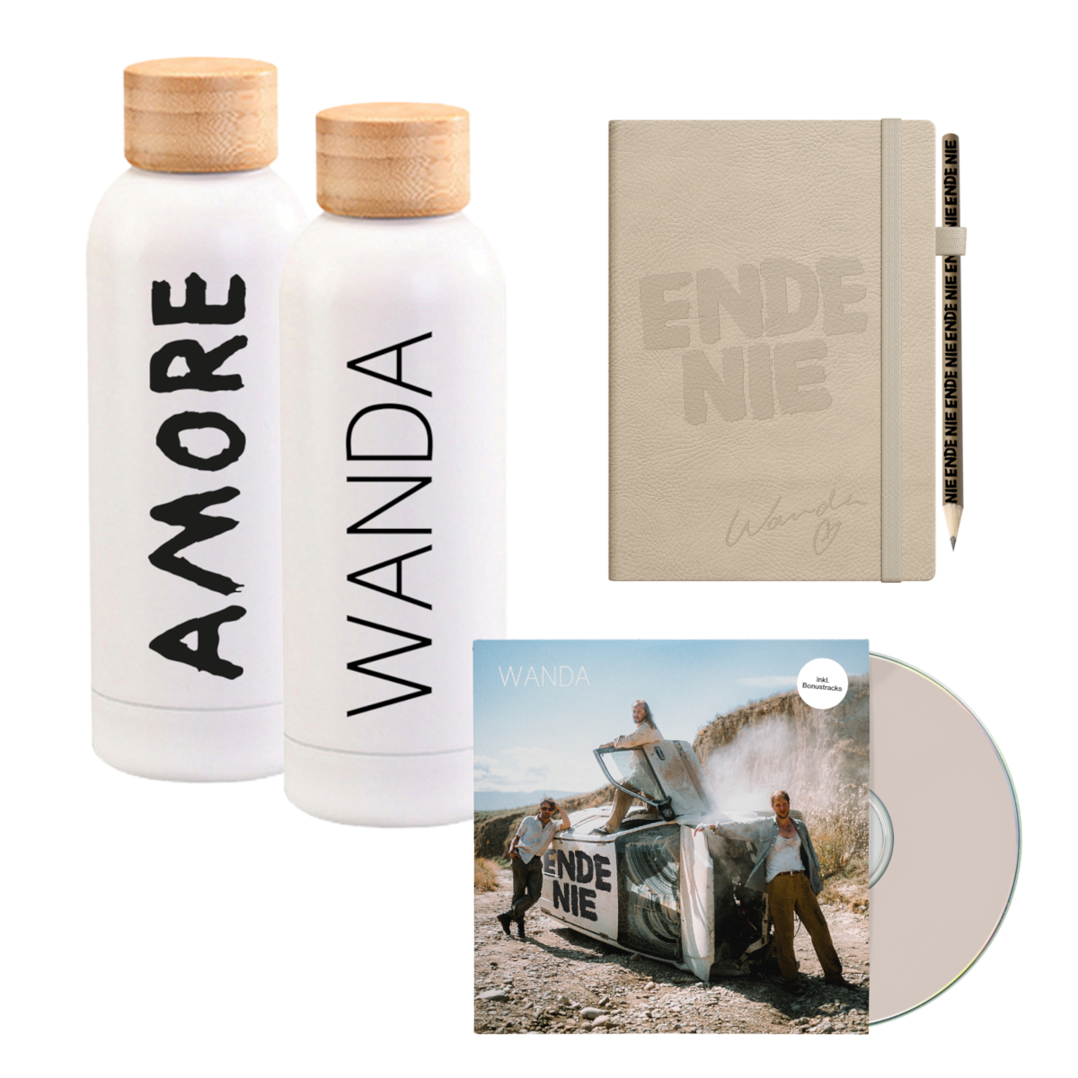 Wanda Ende nie Deluxe CD + Trinkflasche + Notizbuch 356643